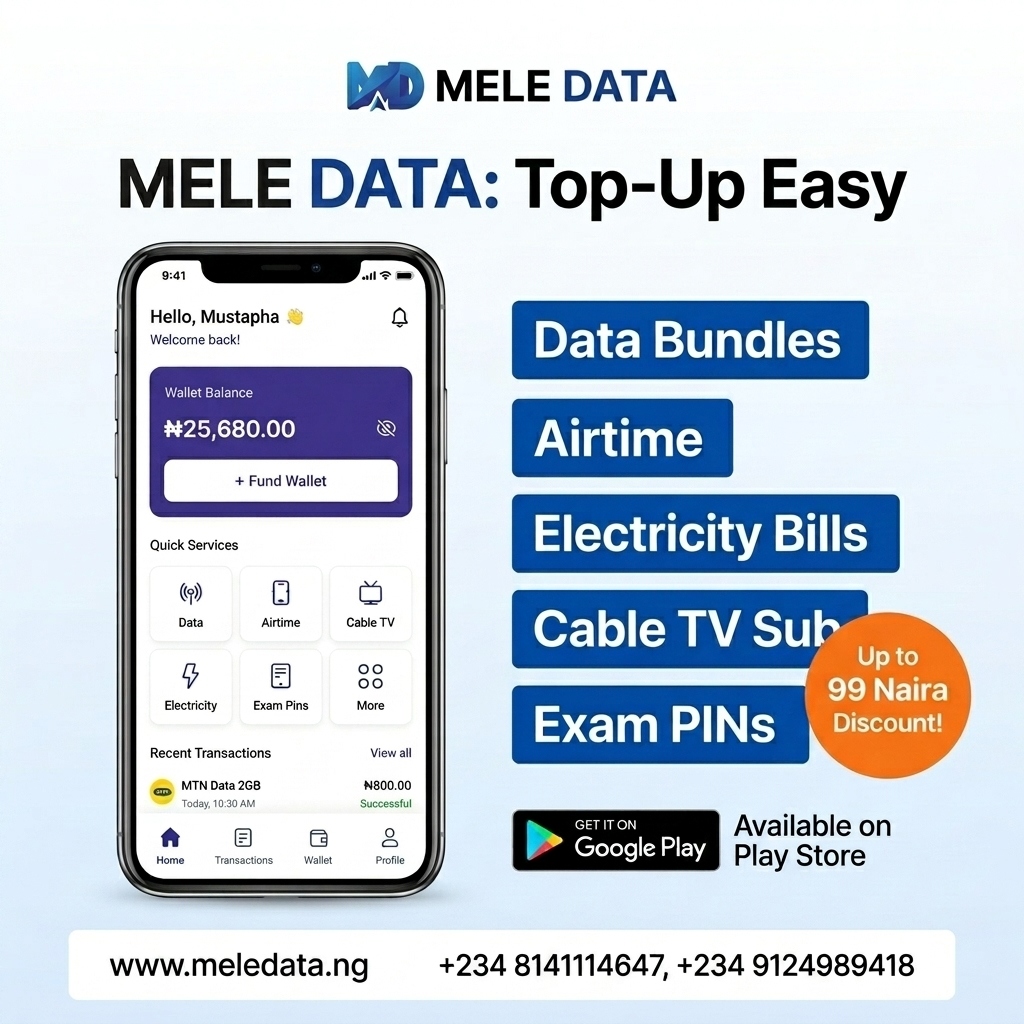 MELE DATA Mobile App Mockup
